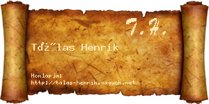 Tálas Henrik névjegykártya